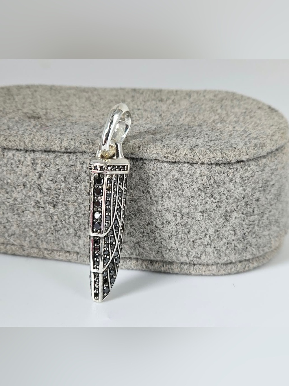 David Yurman Empire Amulet with Full Pavé Black Diamonds in sterling silver.